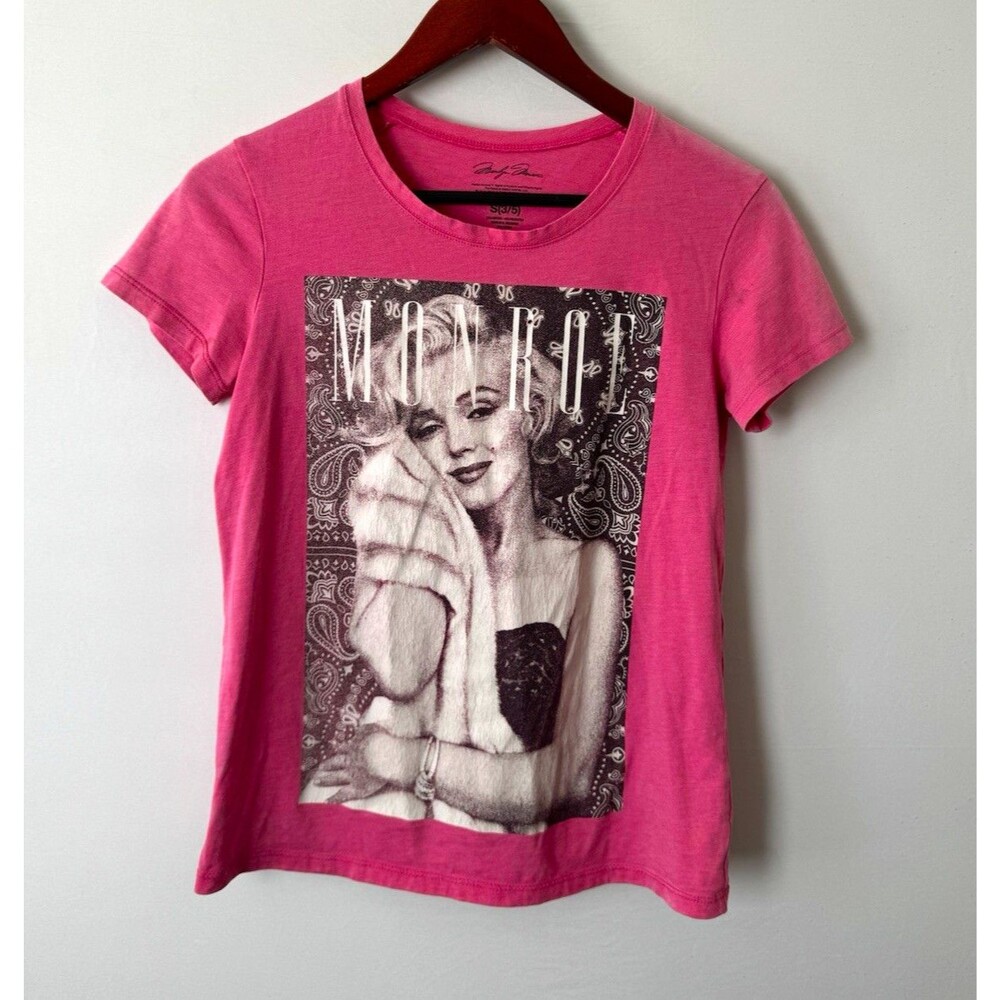 Marilyn Monroe Girls S Pink Graphic Print Crew Neck Short Sleeve T-Shirt